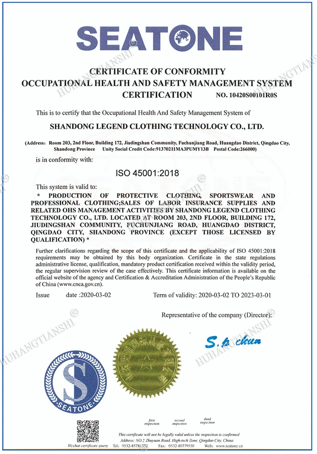 CERTIFICATE OF CONFORMITYOCCUPATIONAL HEALTH AND SAFETY MANAGEMENT SYSTEMCERTIFICATION